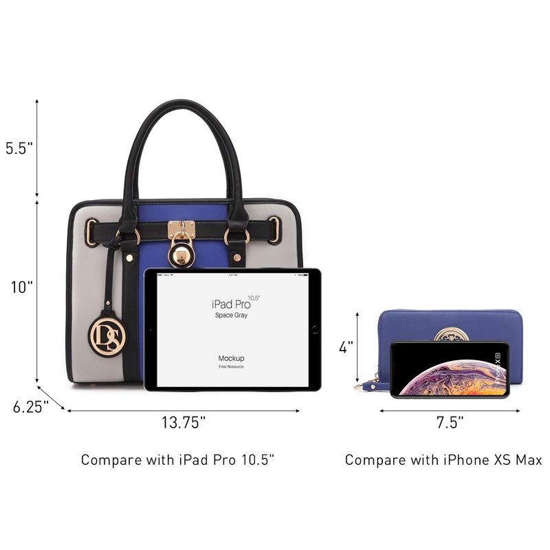 Dasein Two Tone Satchel Handbags Purses for Women Vegan Leather Shoulder Bags Large Tote Bag with Matching Wallet - Image 4